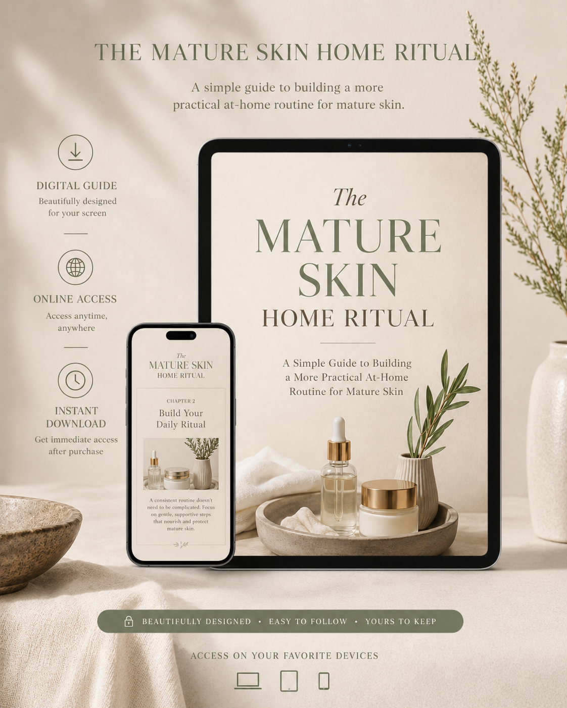 Digital guide cover mockup for The Mature Skin Home Ritual